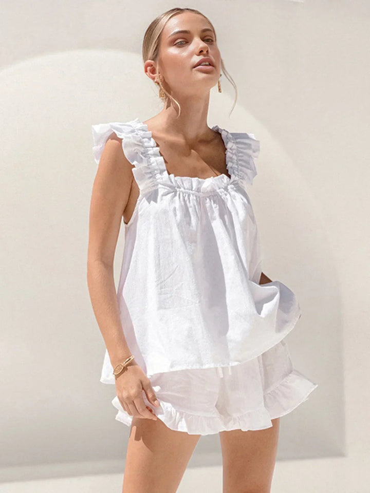 Completo Donna Smanicato con Volant e Short Casual - Vesarelli