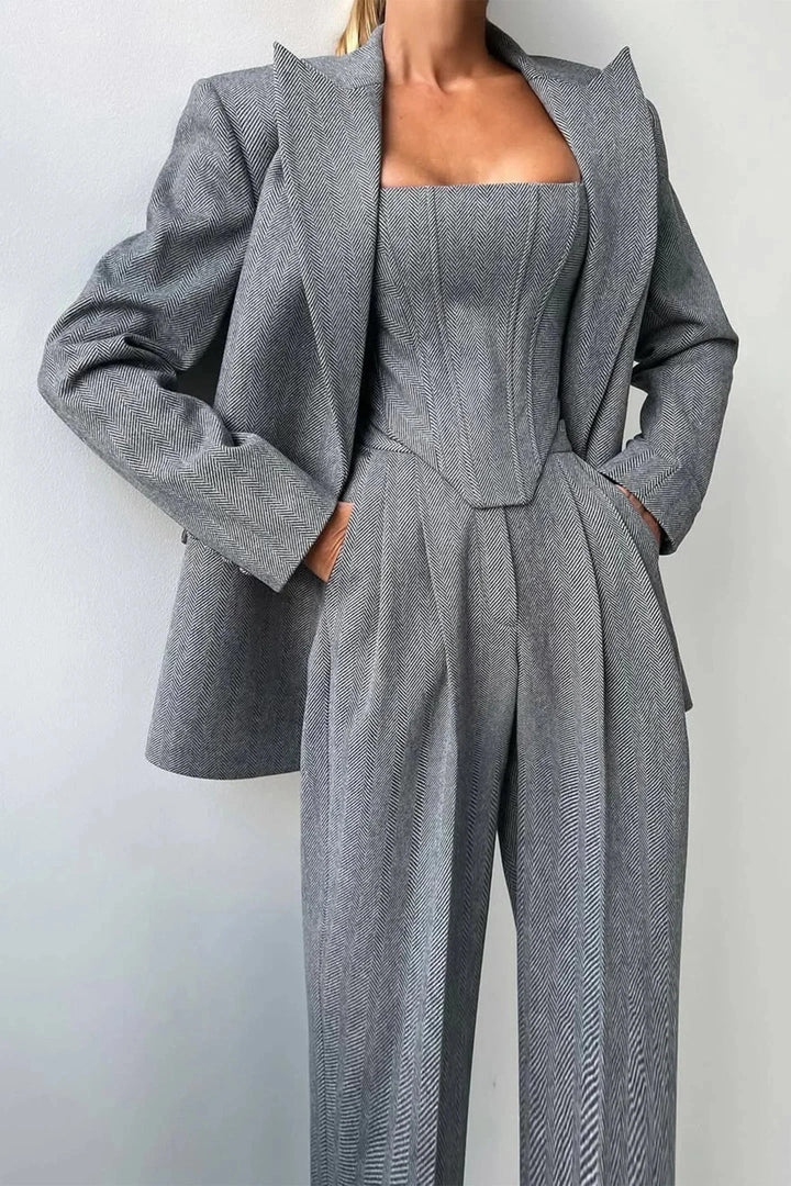 Completo Donna Tre Pezzi in Tessuto Confitto Slim - Vesarelli