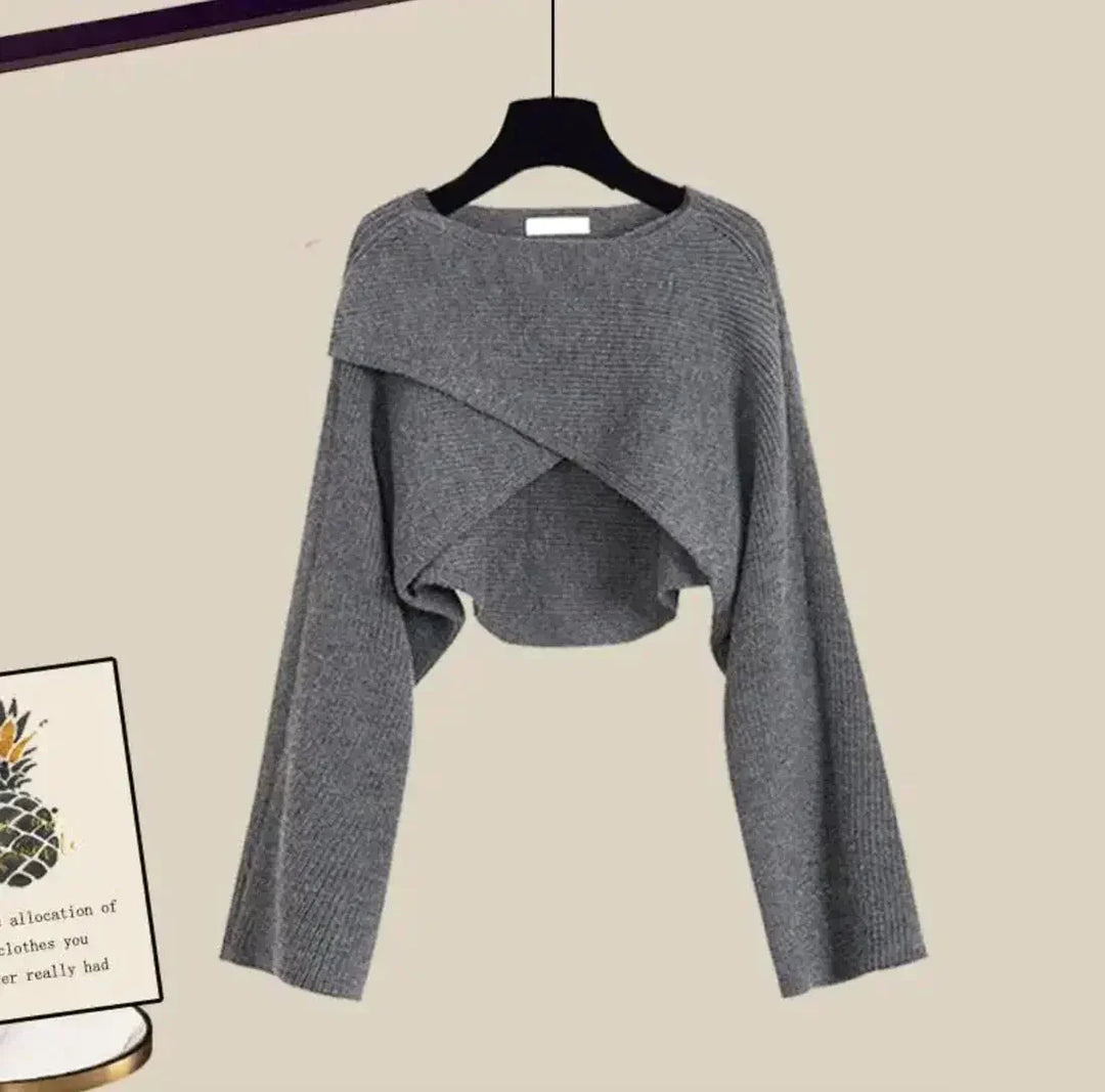 Ensemble trois pièces femme en coton mélangé, coupe élégante, motif tendance, confortable. Couleur : gris.