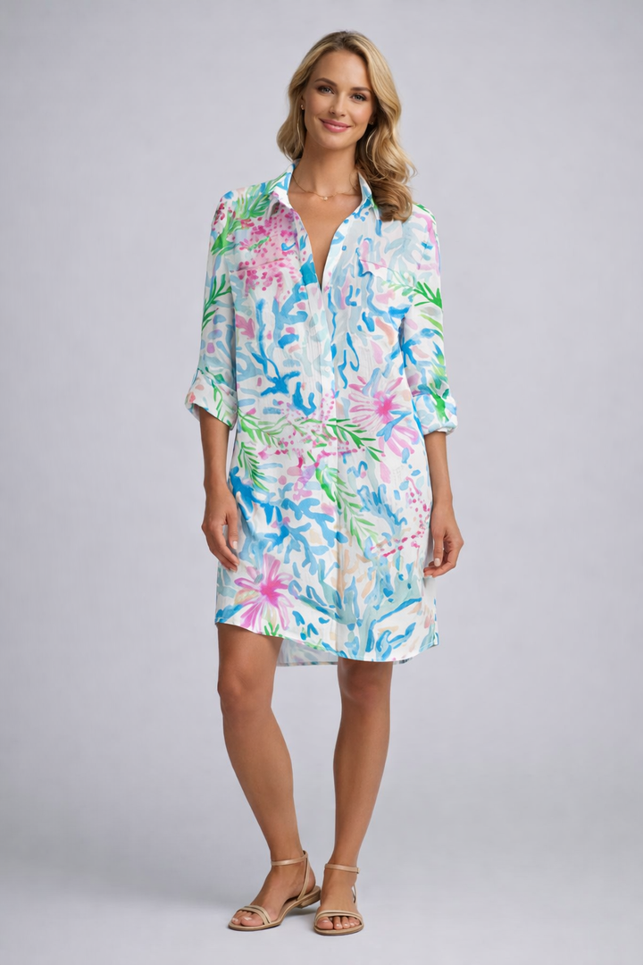 Abito Camicia Donna Estivo Leggero Manica Corta