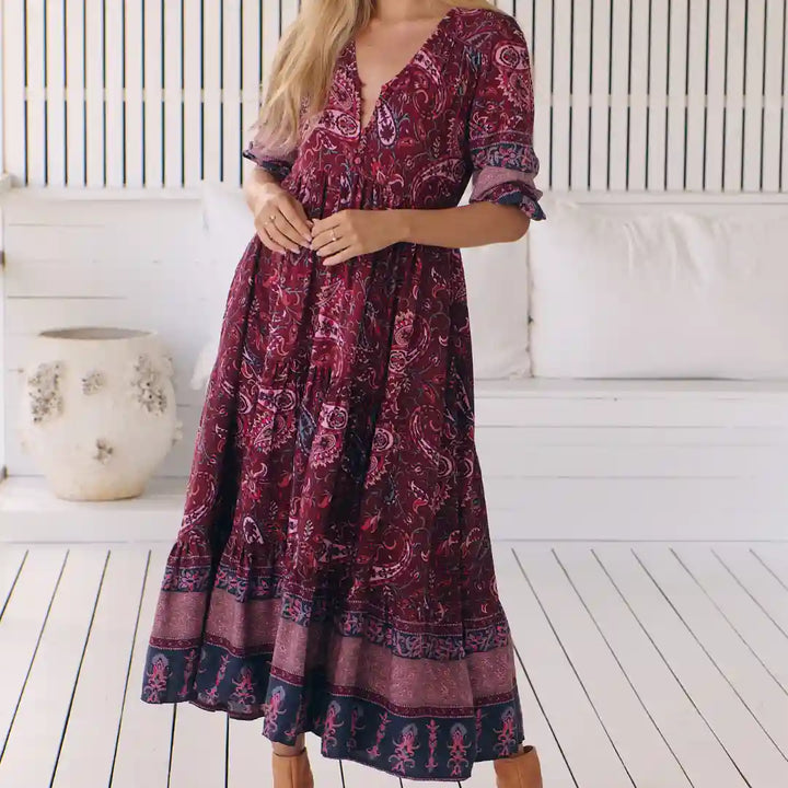 Abito Midi Donna Stampa Leggera Vestibilità Regolare - Vesarelli