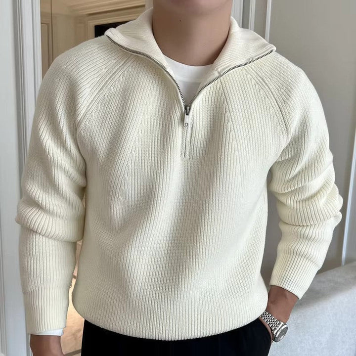 Maglione Uomo Cotone a Coste con Cerniera a Un Quarto - Vesarelli