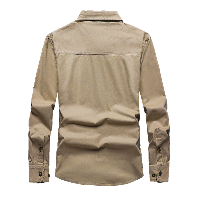Camicia Cargo Uomo Maniche Lunghe Tessuto Resistente Vestibilità