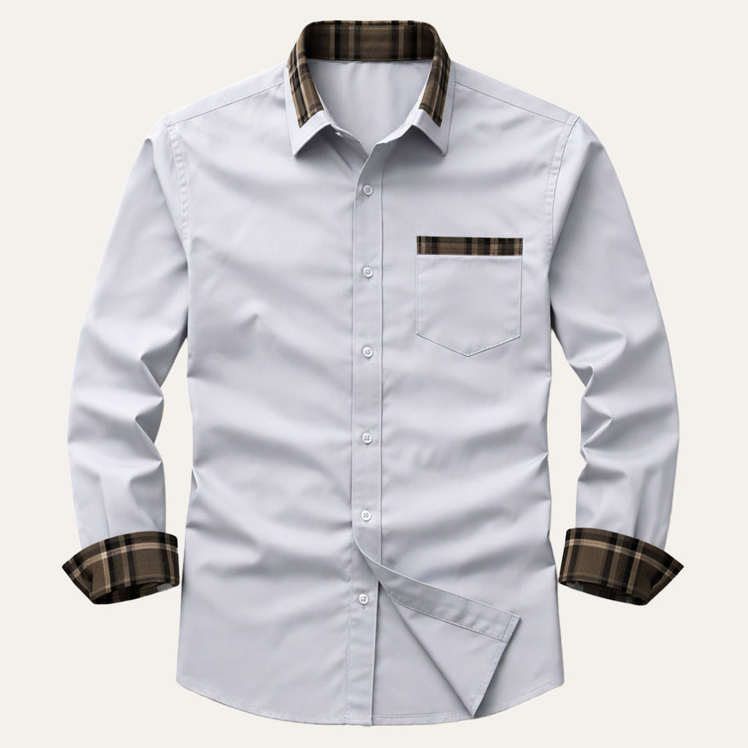 Camicia Uomo Elegante Tessuto Leggero Slim Fit