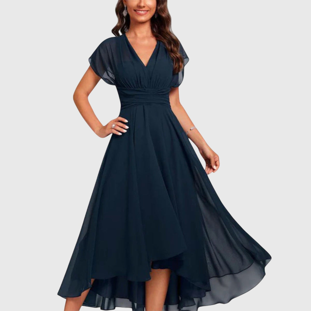 Abito A-Line Donna Scollo a V Silhouette Svasata Dettaglio Femminile - Vesarelli