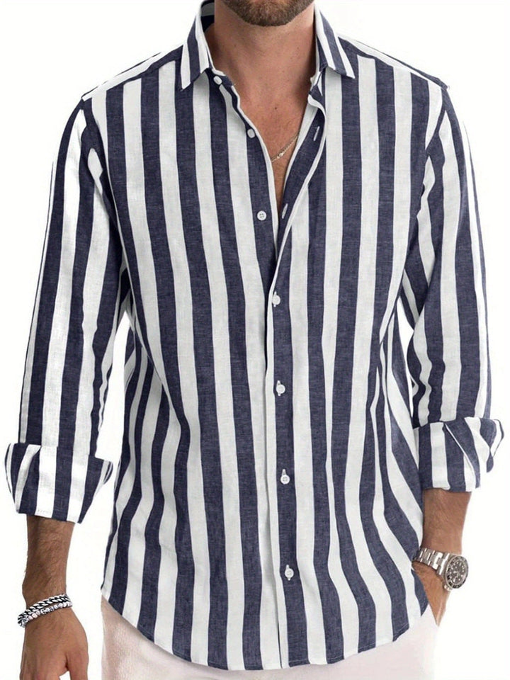 Camicia Uomo in Cotone a Righe Manica Lunga Casual