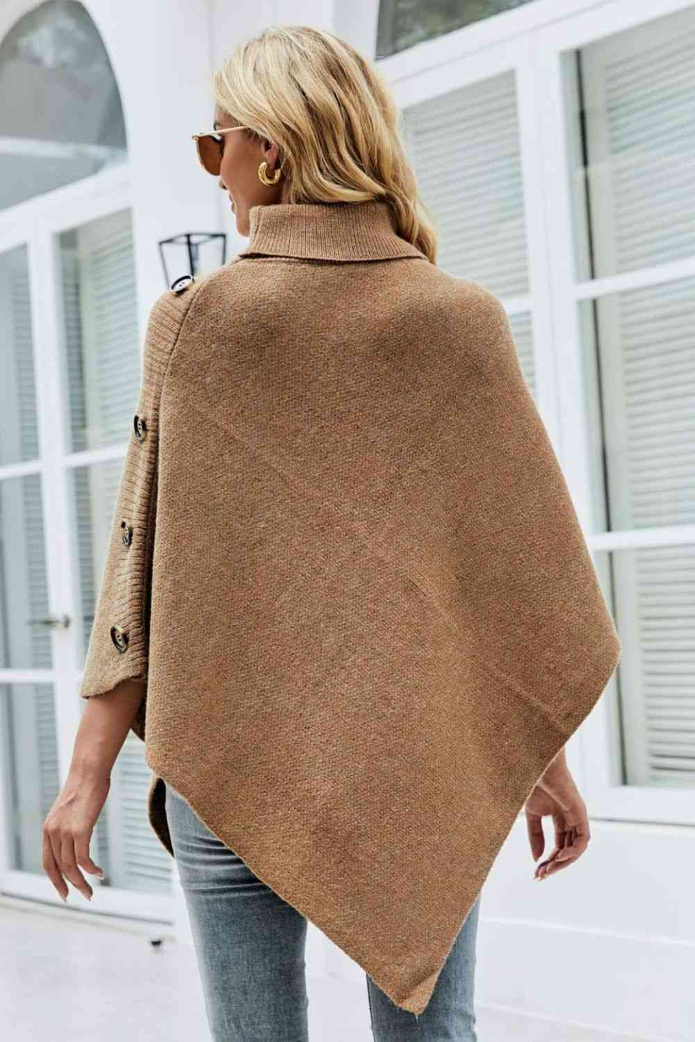 Maglione Poncho Donna in Maglia Collo Alto Elegante