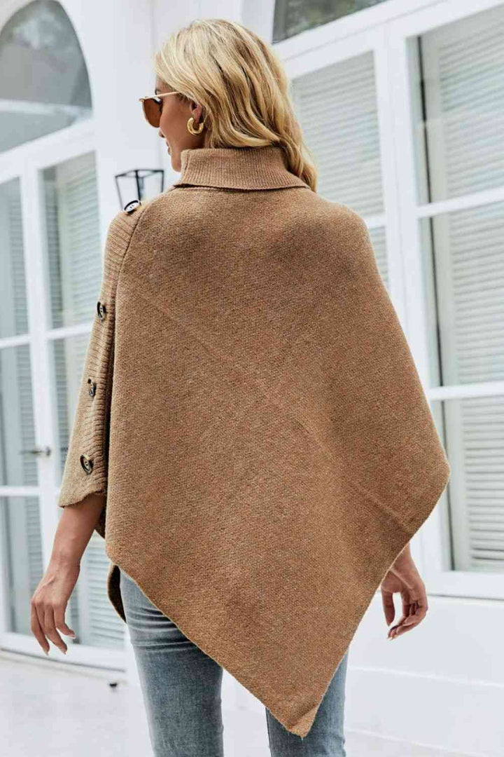 Maglione Poncho Donna in Maglia Collo Alto Elegante