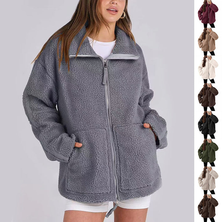 Giacca Donna in Pile Colletto a Punta Tasche Casual - Vesarelli