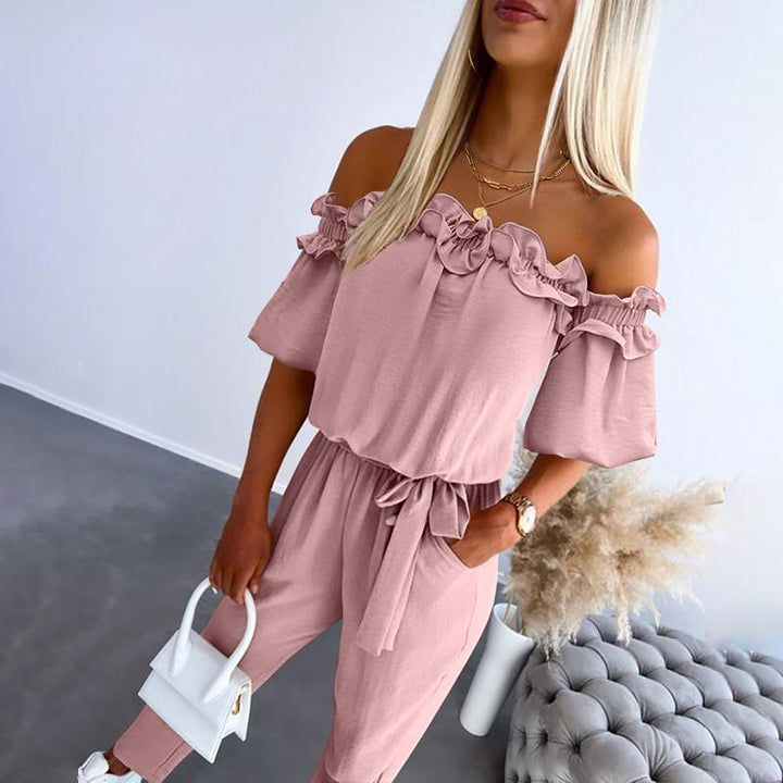 Tuta Donna Monospalla con Volant e Cintura in Vita Chic