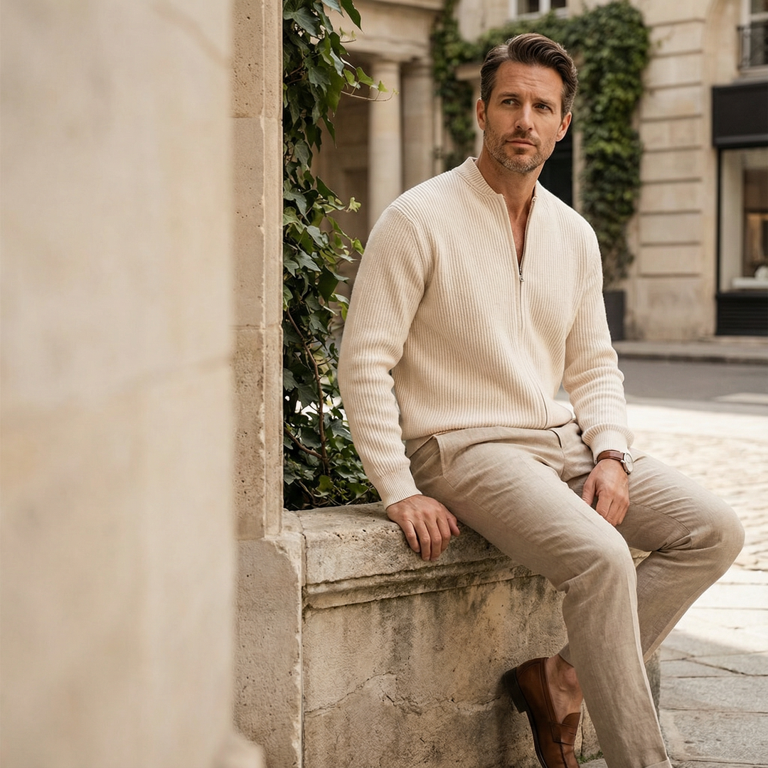 Gilet Uomo in Maglia con Zip Vestibilità Comfort