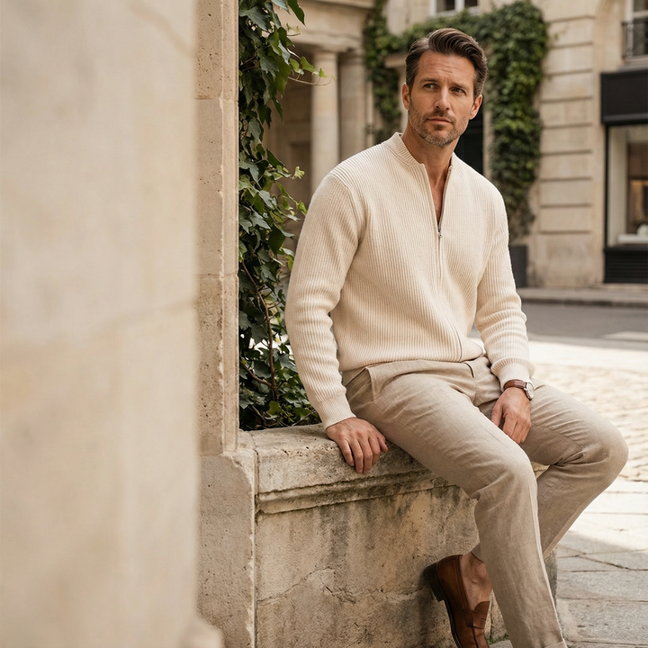 Gilet Uomo in Maglia con Zip Vestibilità Comfort
