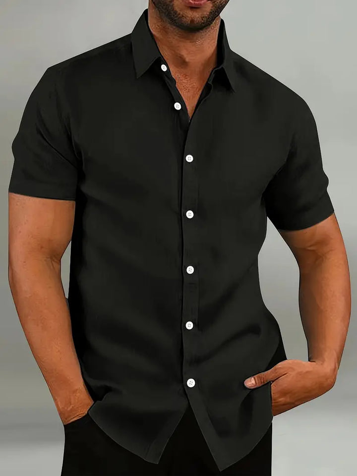 Camicia Uomo Maniche Corte Leggera Tessuto Traspirante Casual