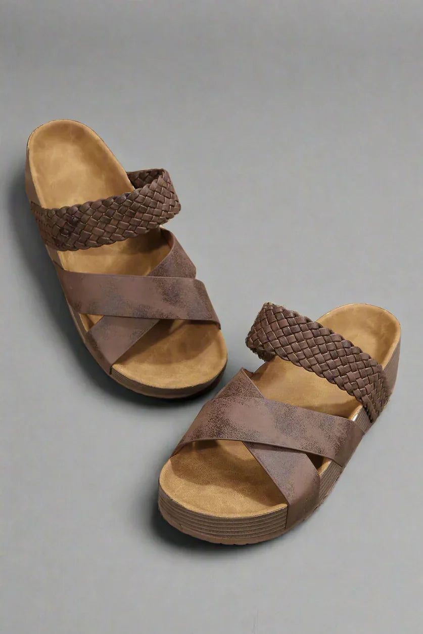 Sandali Ortopedici Donna Fasce Intrecciate Zeppa Comfort