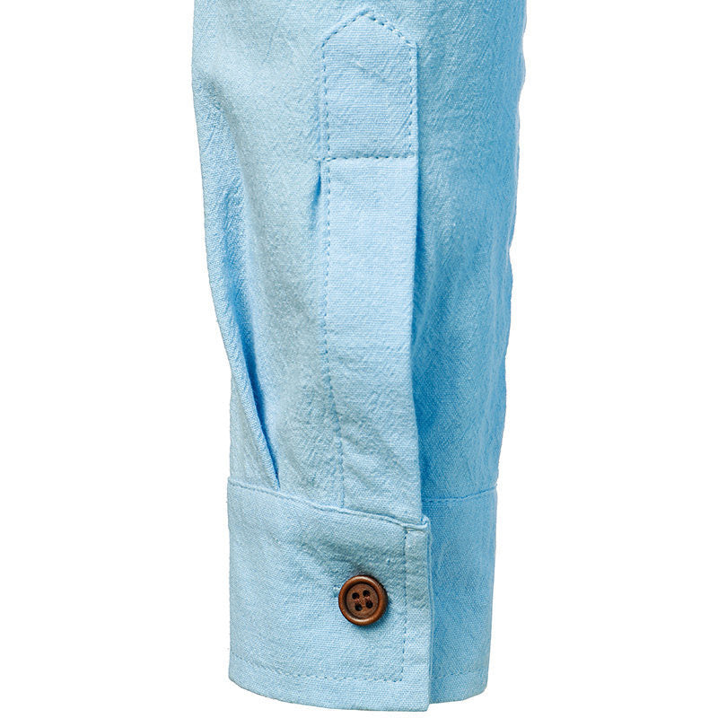 Camicia Uomo Vintage Maniche Lunghe Tessuto Traspirante