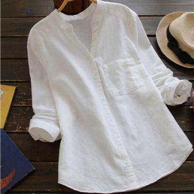 Camicia Donna Cotone Maniche Lunghe Scollo a V - Vesarelli