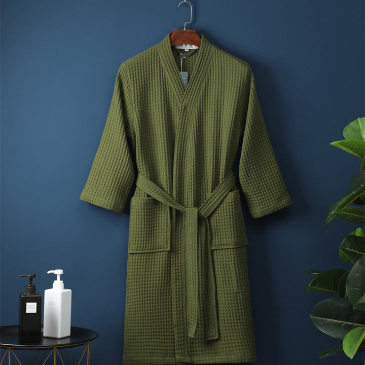 Accappatoio Unisex Cotone a Coste Scollo a V Vestibilità Ampia