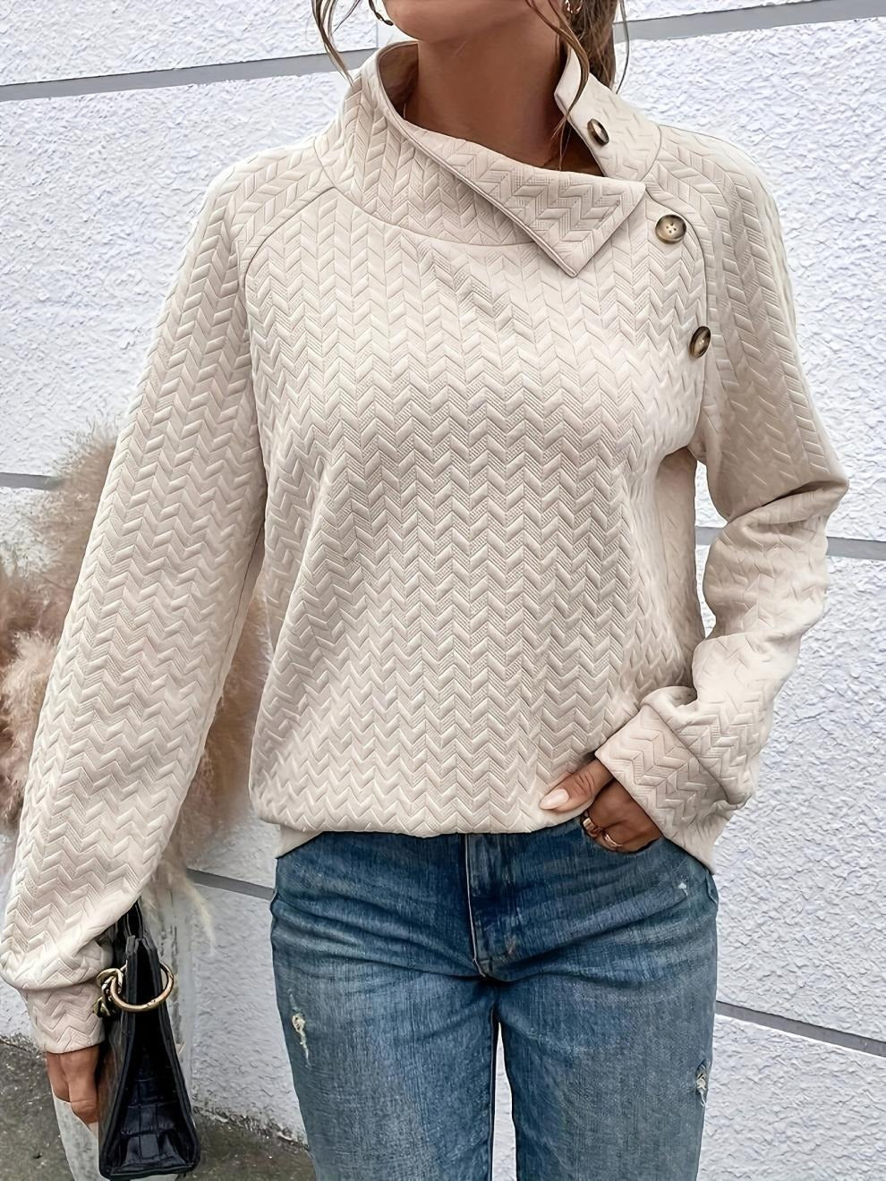 Felpa Donna in Maglia a Coste Chevron Vestibilità Rilassata - Vesarelli