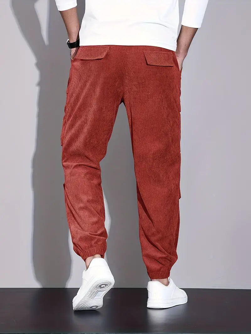 Pantaloni Cargo Uomo Velluto a Coste Slim Fit