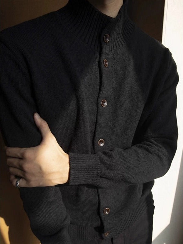 Maglione Uomo Maglia Estiva Collo a Scialle Slim Abbottonatura
