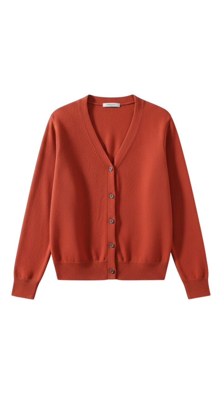 Cardigan Donna Cotone Bottoni Scollatura a V Manica Lunga