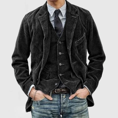 Blazer e Gilet Uomo Velluto a Coste Morbido Estivo Slim Fit - Vesarelli