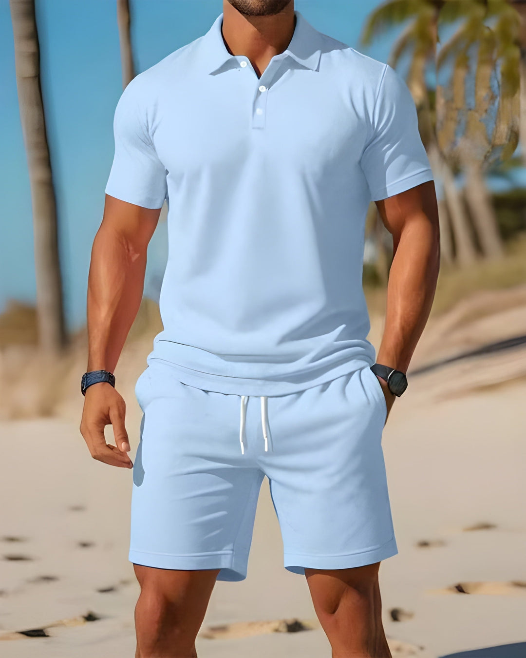 Completo Estivo Uomo Polo Cotone Shorts Coulisse