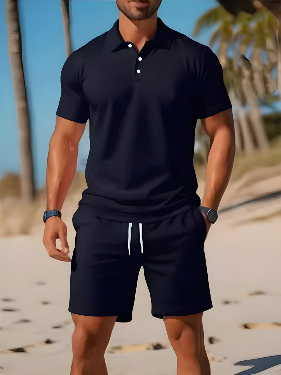 Completo Estivo Uomo Polo Cotone Shorts Coulisse