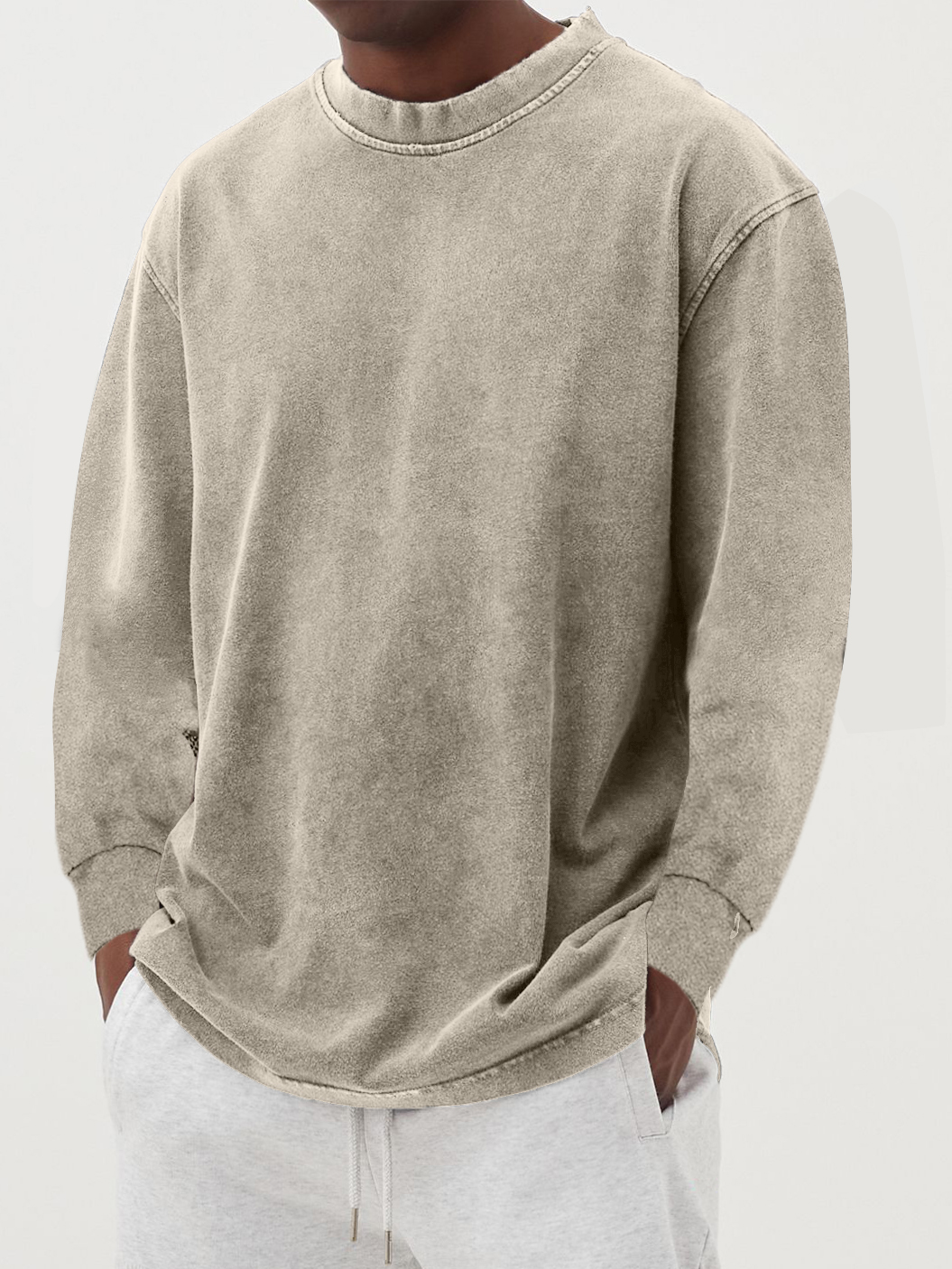 T-shirt Uomo Maniche Lunghe Cotone Comfort Quotidiano