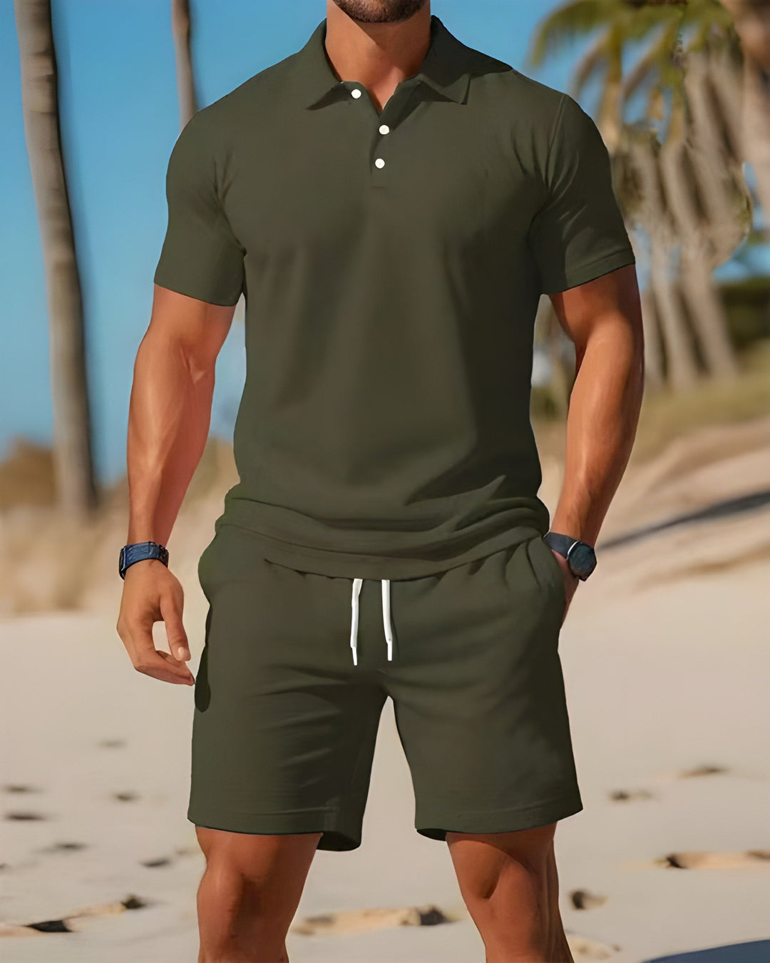 Completo Estivo Uomo Polo Cotone Shorts Coulisse