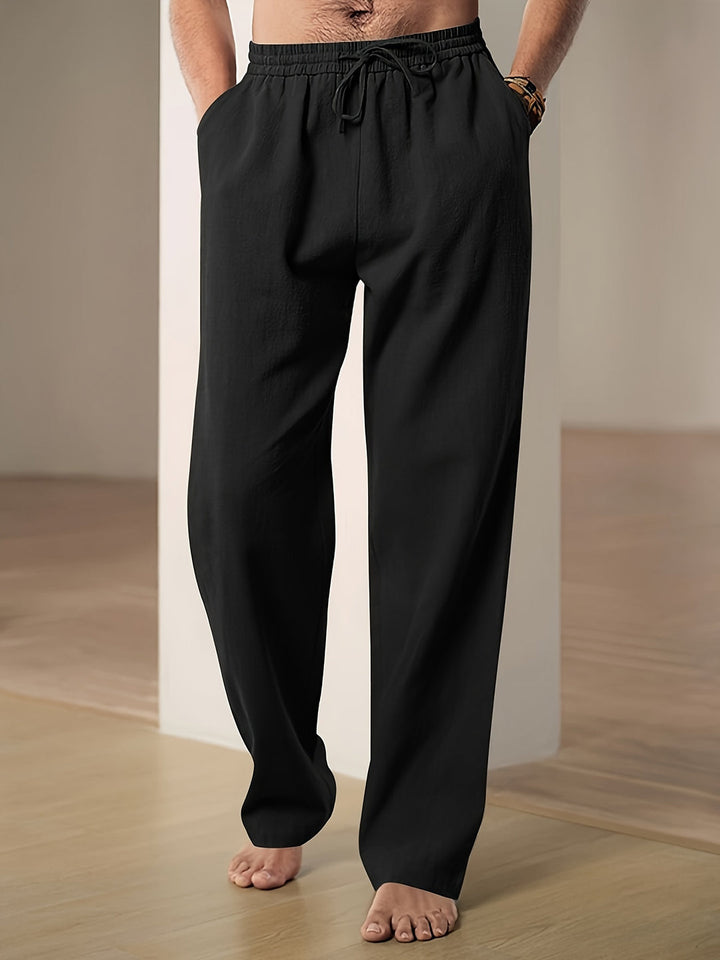 Pantaloni Uomo Lino Estivi Comodi Vita Elastico