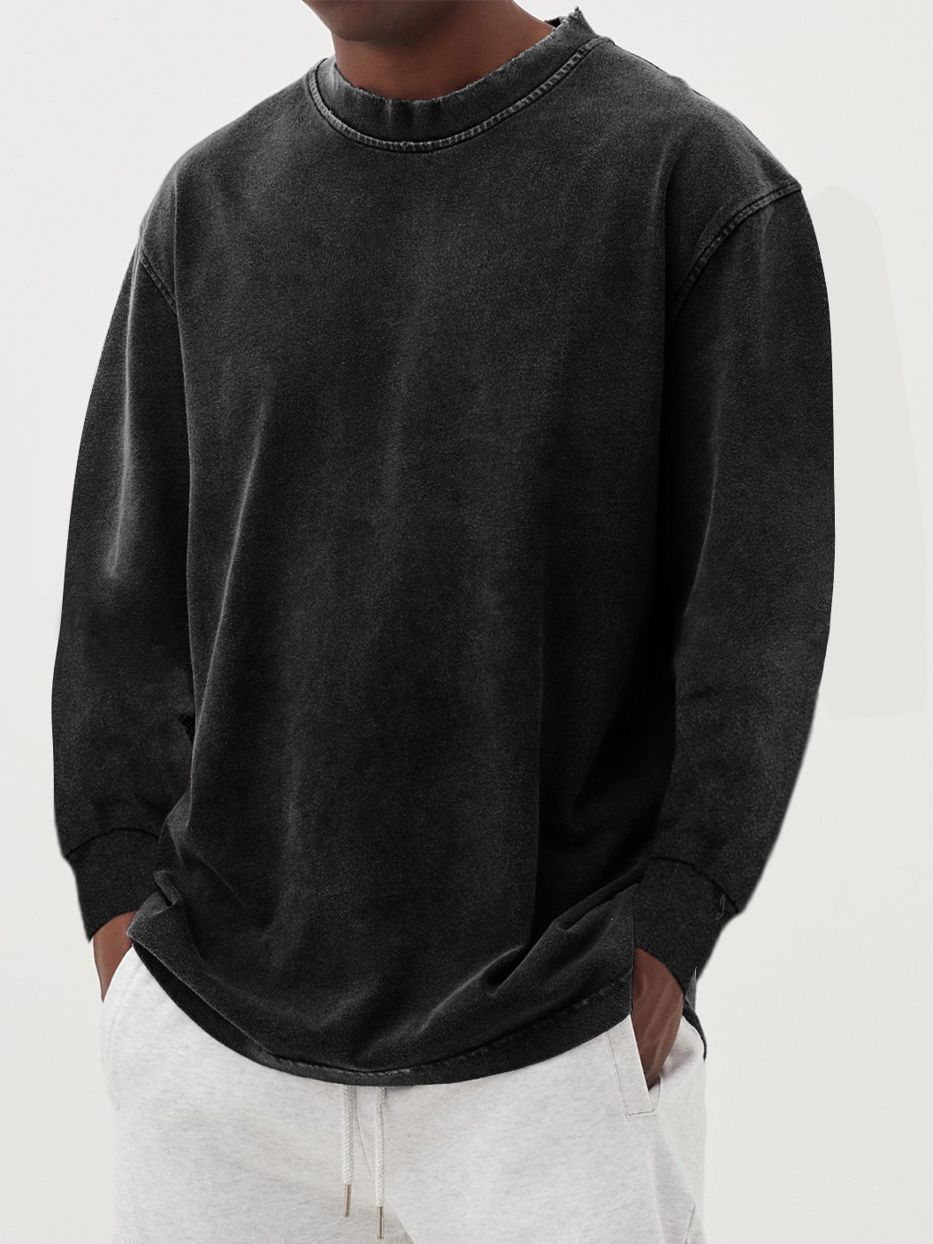 T-shirt Uomo Maniche Lunghe Cotone Comfort Quotidiano