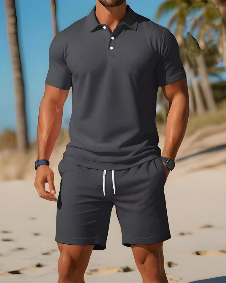 Completo Estivo Uomo Polo Cotone Shorts Coulisse