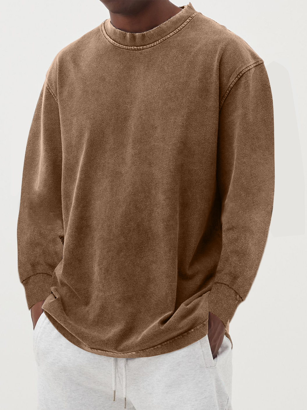T-shirt Uomo Maniche Lunghe Cotone Comfort Quotidiano