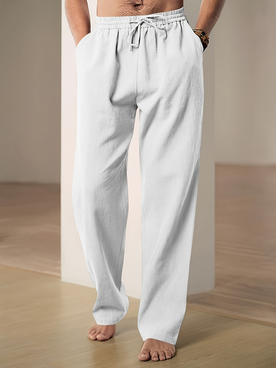 Pantaloni Uomo Lino Estivi Comodi Vita Elastico - Vesarelli