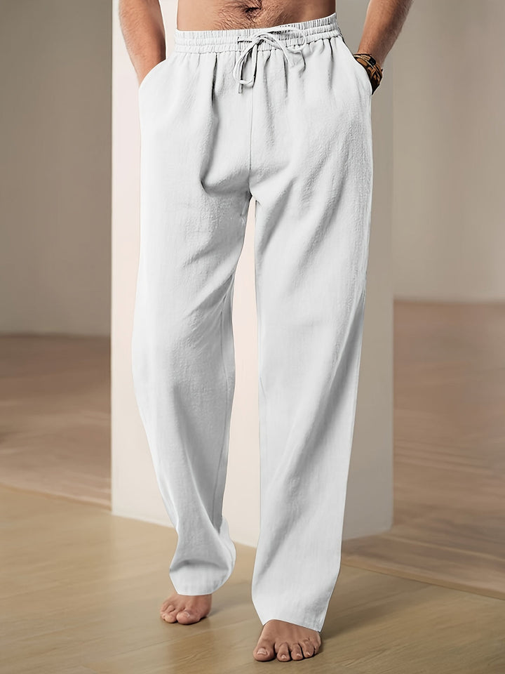 Pantaloni Uomo Lino Estivi Comodi Vita Elastico - Vesarelli