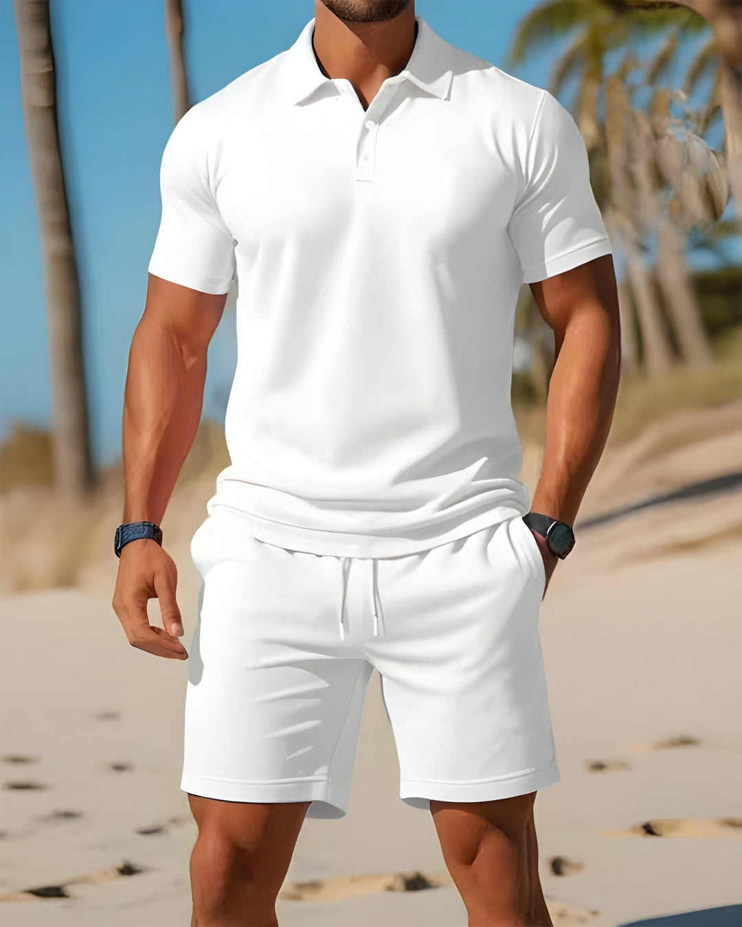 Completo Estivo Uomo Polo Cotone Shorts Coulisse