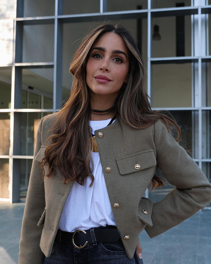 Giacca Donna Cropped Bottoni Eleganti Stile Moderno - Vesarelli