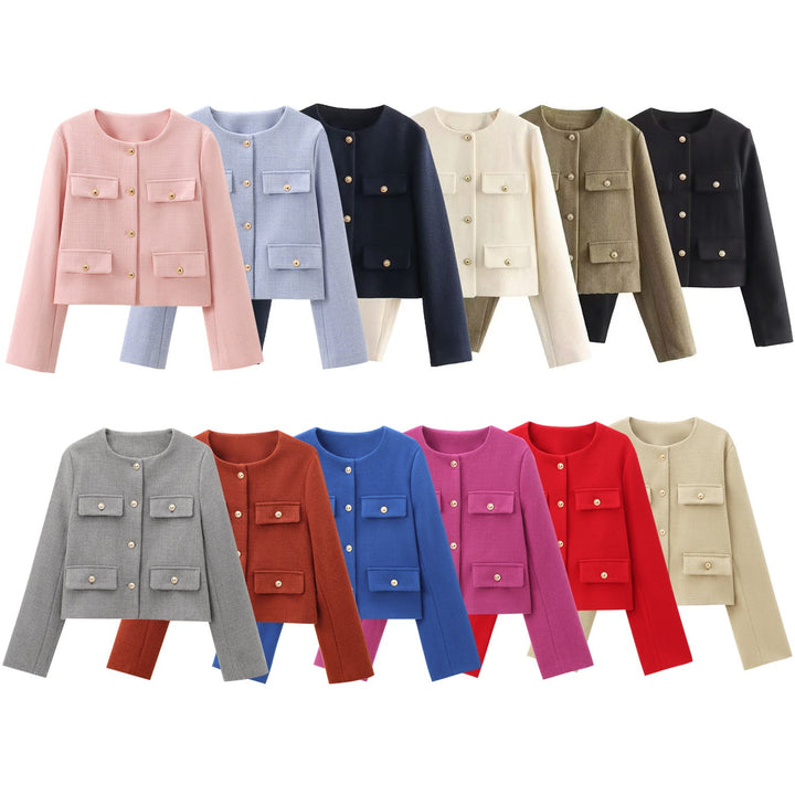 Giacca Donna Cropped Bottoni Eleganti Stile Moderno - Vesarelli