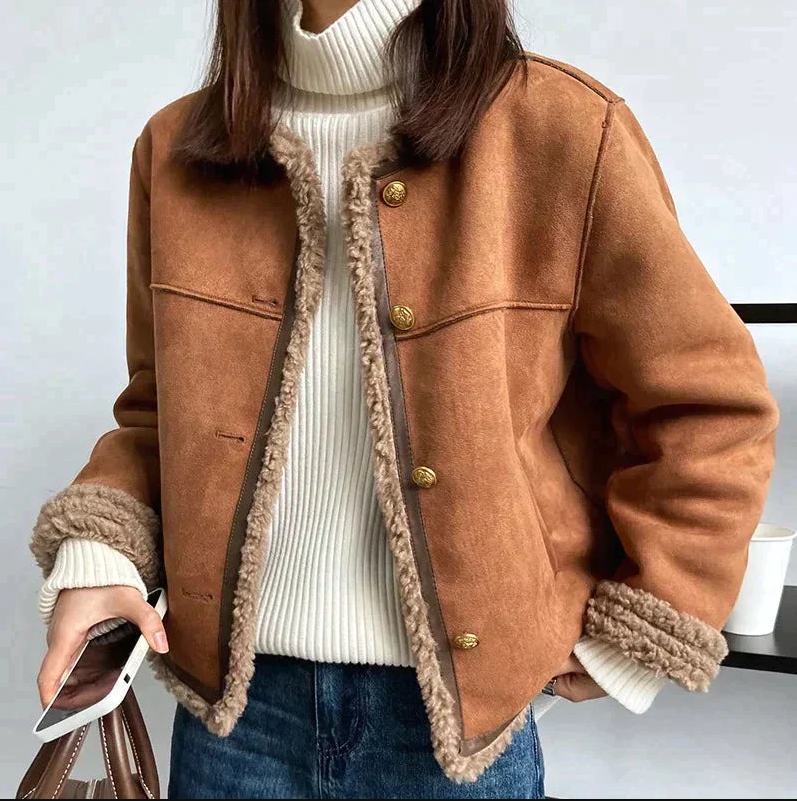 Giacca Donna Sartoriale in Pelle Scamosciata Morbida Slim - Vesarelli
