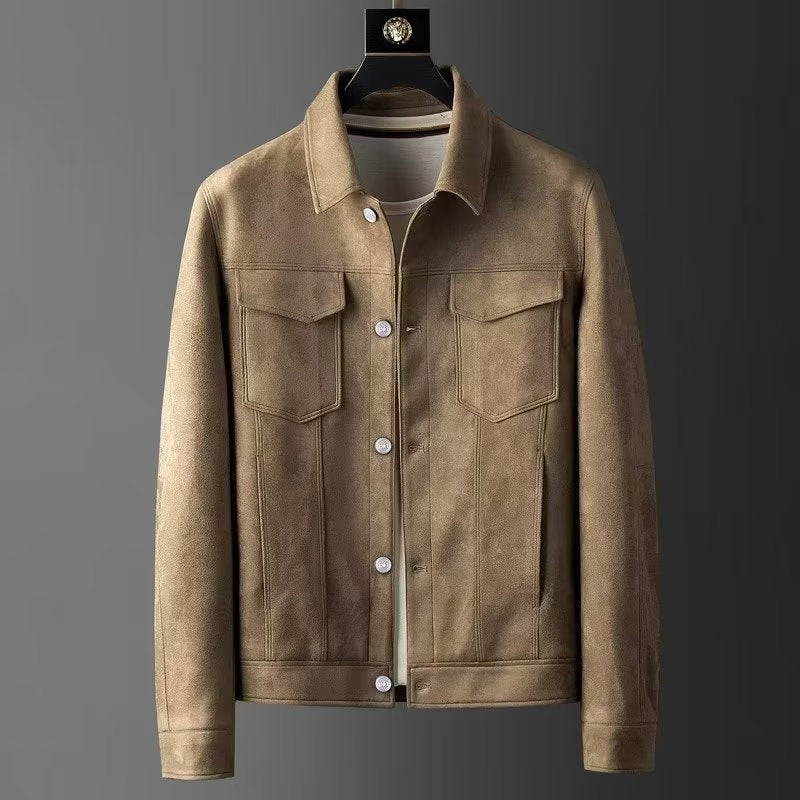 Giacca Uomo in Pelle Scamosciata Elegante Taglio Classico - Vesarelli