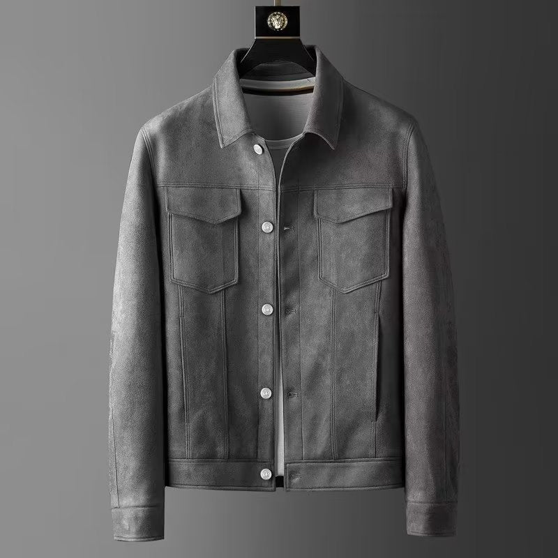 Giacca Uomo in Pelle Scamosciata Elegante Taglio Classico - Vesarelli