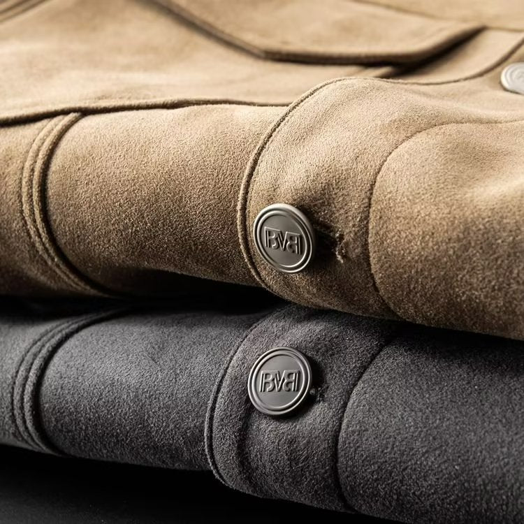 Giacca Uomo in Pelle Scamosciata Elegante Taglio Classico - Vesarelli