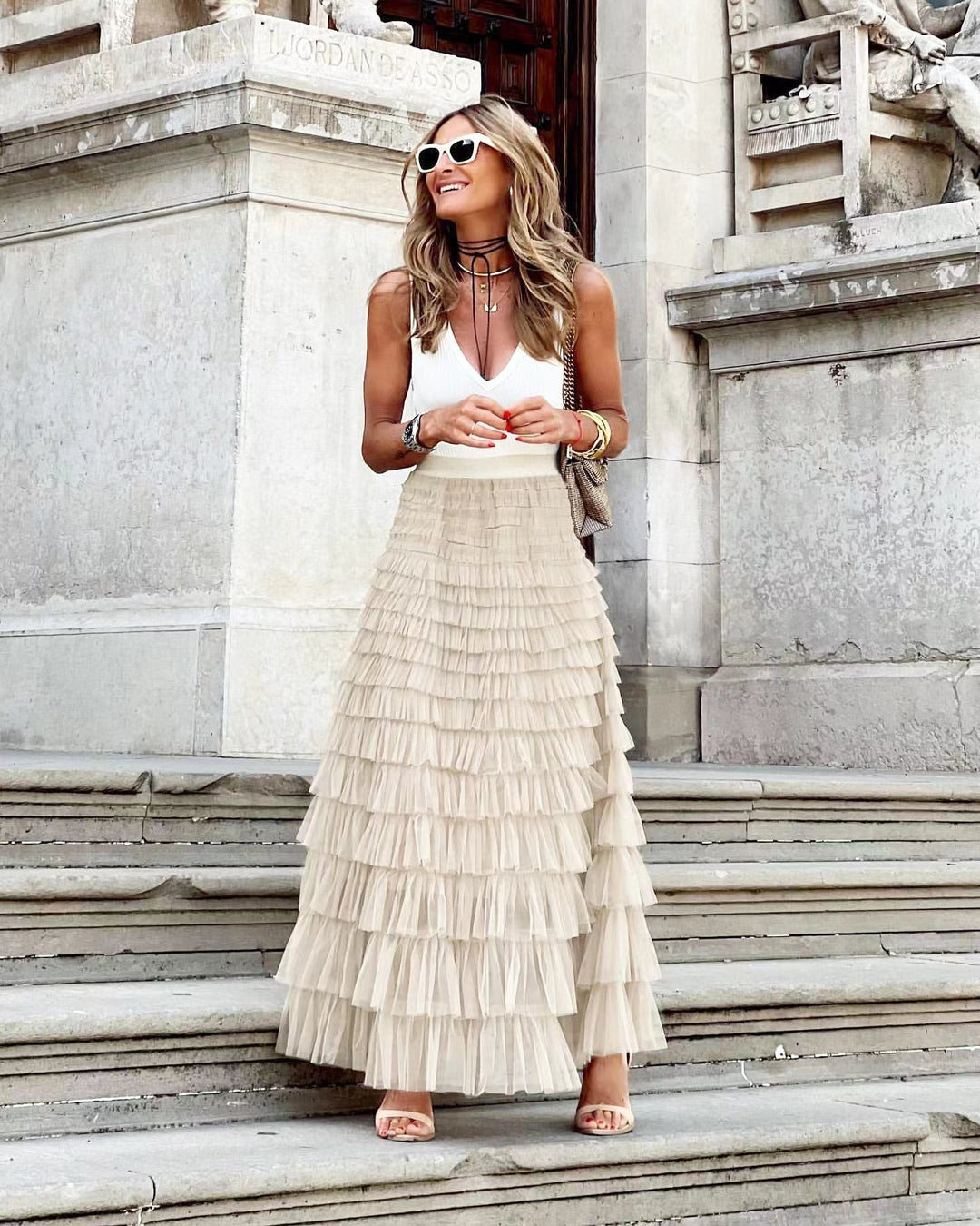 Gonna Maxi Donna in Tulle Svasata Elegante - Vesarelli