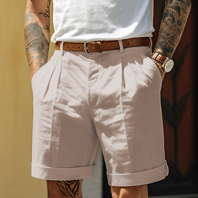 Pantaloncini Uomo Classici in Lino e Cotone Regular