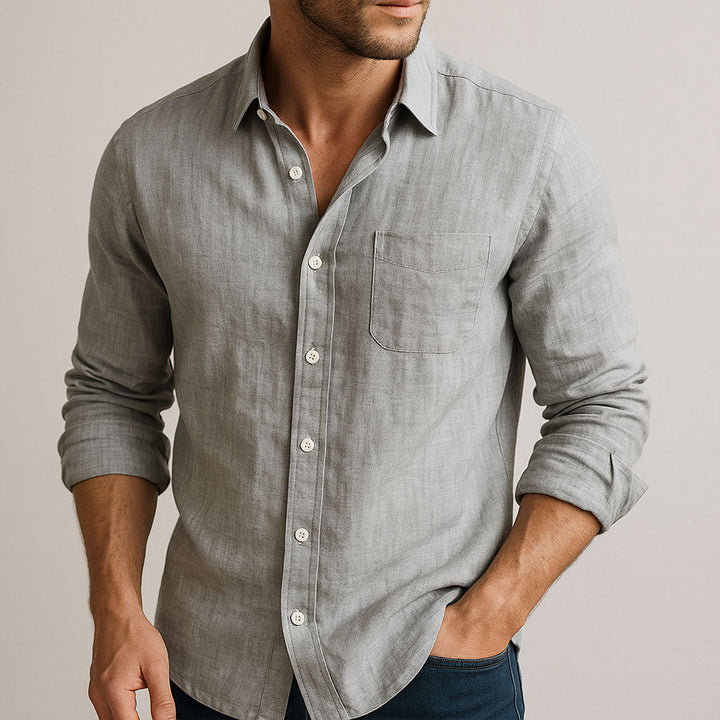 Camicia Uomo Lino Traspirante Stile Essenziale Leggera