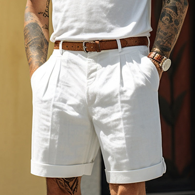 Pantaloncini Uomo Classici in Lino e Cotone Regular - Vesarelli