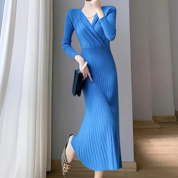 Abito Midi Donna Maglia Sottile Vestibilità Elegante