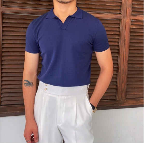 Polo Uomo con Scollo a V Vestibilità Classica