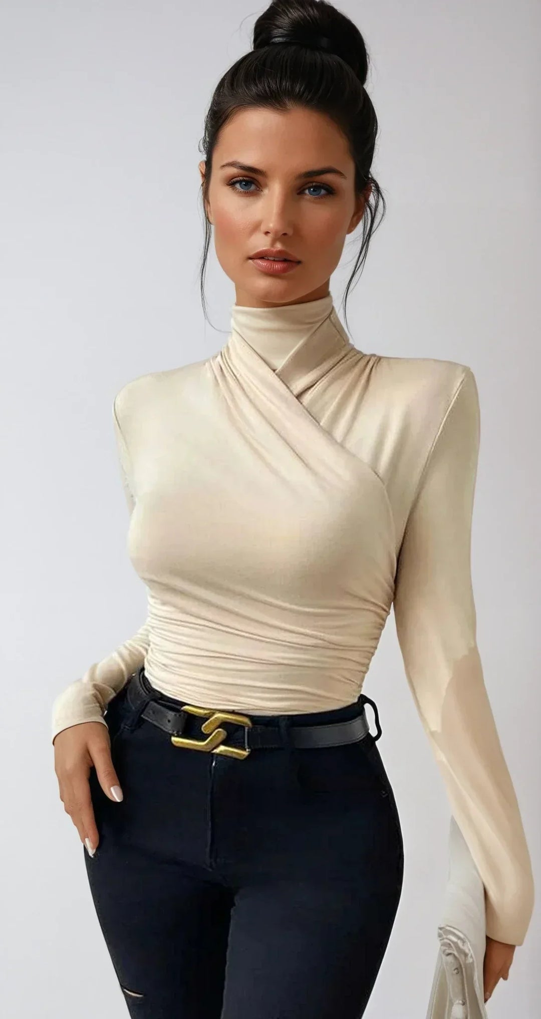 Blusa Donna Drappeggiata Incrociata Manica Lunga - Vesarelli